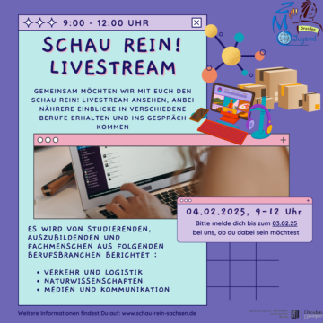 Schau rein Livestream – Kennenlernen verschiedener Berufe