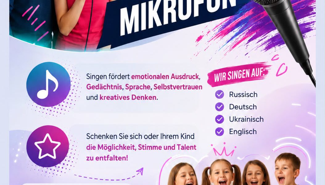 🎤 GESANGSSTUDIO „DAS MAGISCHE MIKROFON“ – für Kinder und Erwachsene!